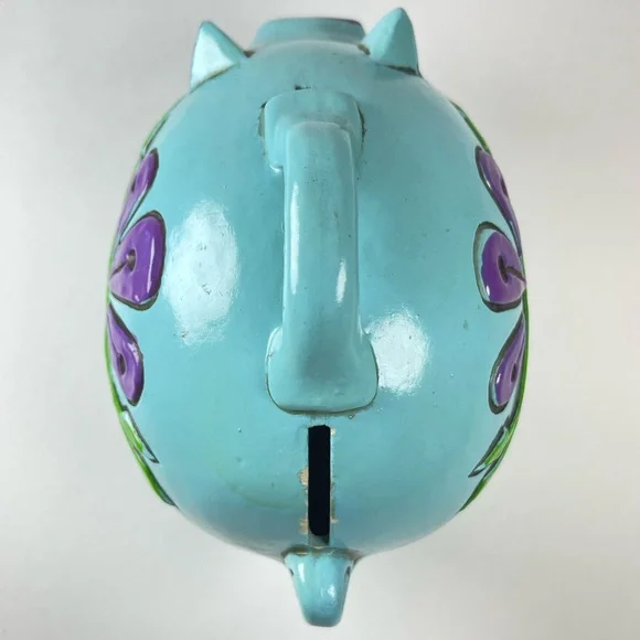 Vintage blue chalkware Piggy Bank - Picture 5 of 8